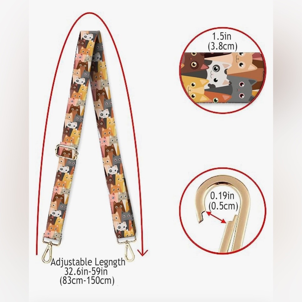 Wide Purse Strap Replacement Crossbody Handbag Shoulder Strap Adjustable . - Picture 3 of 5